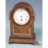 19thC rosewood and gilt metal mounted mantel clock with white enamel Roman dial and Breguet style