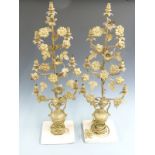 Pair of 19th/20thC gilt metal candelabra or table lamps with seven lights to each interspersed