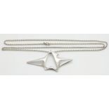 Georg Jensen silver pendant in an abstract design, on a silver chain