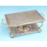 Copper and brass Arts & Crafts food warmer with registered design number 412398, L43cm