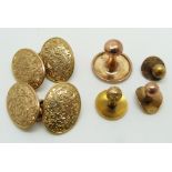 A pair of Victorian 9ct gold cufflinks, Birmingham 1899, three 9ct gold studs (7.7g) and an 18ct