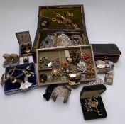 A collection of costume jewellery including Sarah Coventry brooches, Czech necklaces, Sphinx brooch,