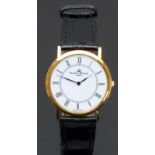 Baume & Mercier 18ct gold wristwatch ref. 15605 with black hands and Roman numerals, white dial