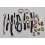 Fourteen various ladies and gentleman's wristwatches including military examples, some silver,