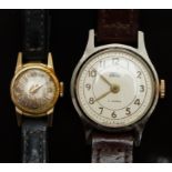 Smiths Empire wristwatch with gold hands and Arabic numerals, cream dial, gold plated case and 5