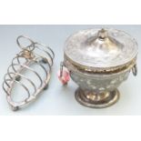 Victorian silver plated pedestal tea caddy with two-division interior, together with an Elkington