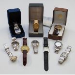 Ten gentleman's wristwatches including an automatic example, Seiko quartz, 75th Anniversary Battle