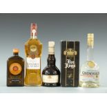 Five assorted bottles of spirits and liqueurs comprising L'Esprit de L'orange de luxe liqueur,