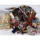 A collection of costume jewellery including necklaces, bangles etc