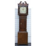 Anthony Pozzi Wotton Bassett 19thC 30 hour duration longcase clock, the oak case with quarter reeded