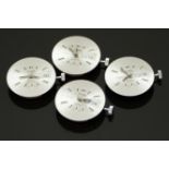 Four Rytima De Luxe Ronda-Matic 17 jewel gentleman's automatic wristwatch movements each with day