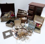 A collection of costume jewellery including vintage bracelets, silver necklace, Jewelcraft earrings,
