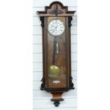 19thC mahogany cased Vienna regulator wall clock with the single train movement, enamelled Roman