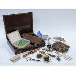 A collection of items to include bags, Victorian buttons, spectacles, lorgnettes, playing cards etc