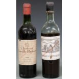 Two bottles of French red wine, Chateau Leoville Poyferre 1965, 750ml and Chateau Cantemerle 1938,