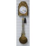 19thC French comptoise wall clock, the two train weight driven movement with anchor escapement,