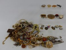 A collection of costume jewellery including Charles Horner Art Nouveau brooch, Victorian brooches,