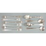 Six late 19th or early 20th century Gorham white metal cake forks with Gorham Sterling marks, length