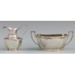 George V hallmarked silver sugar bowl and similar milk jug, London 1910 bowl by Harrison