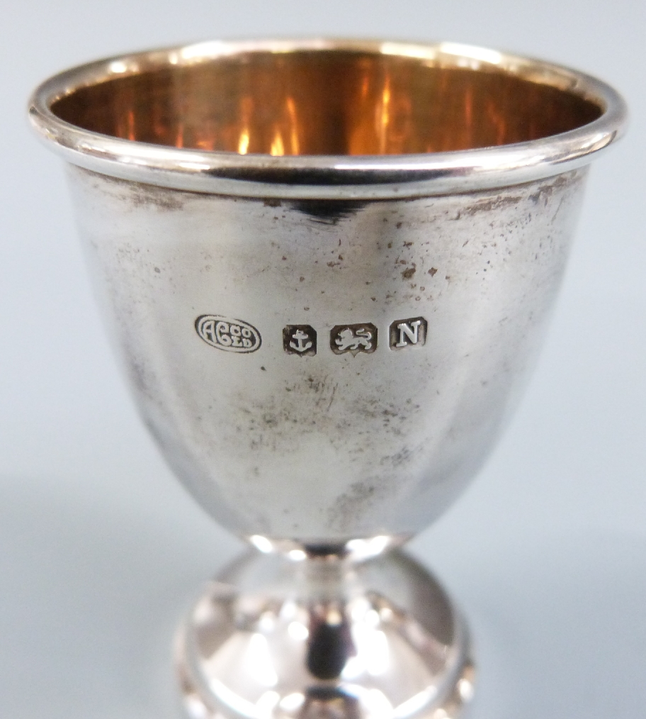 Two cased hallmarked silver fork and spoon sets and a cased hallmarked silver egg cup and spoon set, - Image 3 of 5