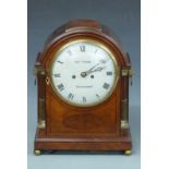 Georgian mahogany shelf/mantel clock with Thos. Cosher, Tottenham to the painted Roman dial, the