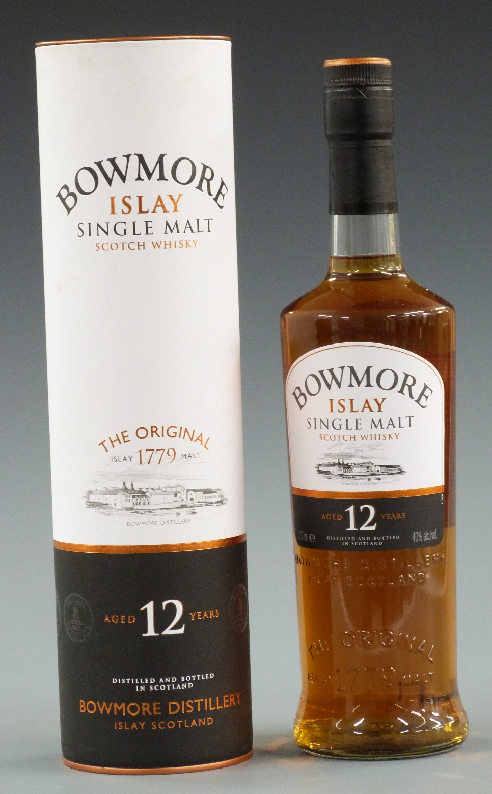 Bowmore Islay Single Malt, aged 12 years, Scotch Whisky, 700ml, 40% vol, in original tube.