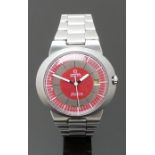 Omega Dynamic gentleman's automatic wristwatch with date aperture, red and silver dial, luminous