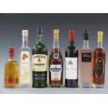 Seven bottles of various wines, spirits and liqueurs comprising Jameson Signature Reserve Irish