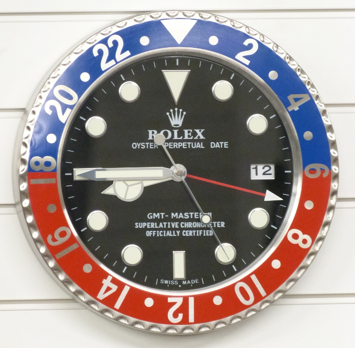 Rolex Oyster Perpetual GMT-Master II dealers shop display advertising wall clock with black dial,