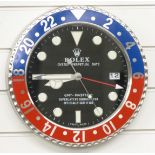 Rolex Oyster Perpetual GMT-Master II dealers shop display advertising wall clock with black dial,