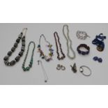 A collection of jewellery including glass beaded necklaces, Jewelcraft bracelet, vintage necklaces