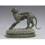 19thC bronze figure of a dog with collar, L35 H27cm