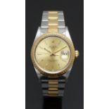 Rolex Oyster Perpetual Date gentleman's automatic wristwatch ref. 15223 with date aperture, gold