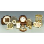 A collection of 20thC clocks to include automaton, anniversary, Smiths electric, Metamec carriage,