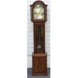 20thC grandmother longcase clock in earlier style, the mahogany case with glazed door, the two