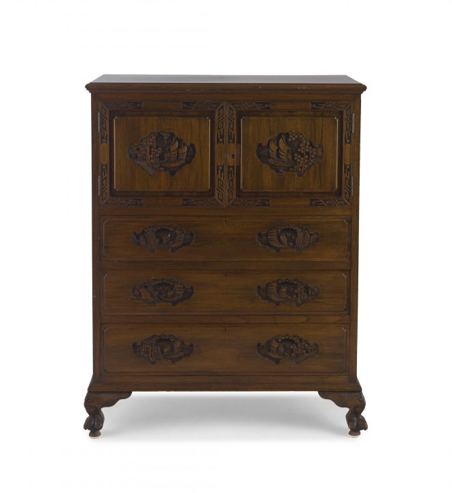 A Chinese Export teak cabinet, 20th century