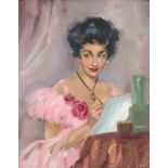 European School 20th Century; Portrait of a Girl in Pink