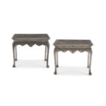 A pair of George II style silvered side tables, 20th century