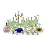 A miscellaneous collection of green and gold flecked glass, 19th/20th Century