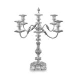 A five-light electroplated candelabrum