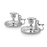 A pair of George III silver chambersticks, Edward Barnard I & Rebecca Emes, London, 1818-1820