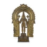 A gilt bronze figure of Vishnu, South India