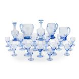 A collection of blue glass drinking glasses, 20th century