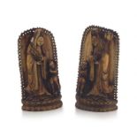 A pair of Chinese ivory stands, Qing Dynasty, 19th century