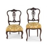 Two Edwardian mahogany and upholstered side chairs, late 19th/early 20th century