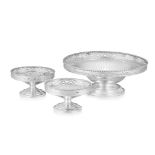 A set of three George VI pedestal dishes, Adie Brothers Ltd, Birmingham, 1946-1948