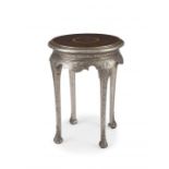 A George II style silver gesso and laburnum oyster-veneered and satinwood side table, early 20th cen
