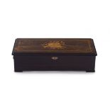 A Swiss Quality Excelsior simulated rosewood, marquetry, ebonised and inlaid eight-air cylinder musi