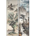 A Chinese ink and colour scroll painting