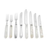 A set of twelve Edward VII silver reed and ribbon pattern fruit forks, William Hutton & Sons, Sh